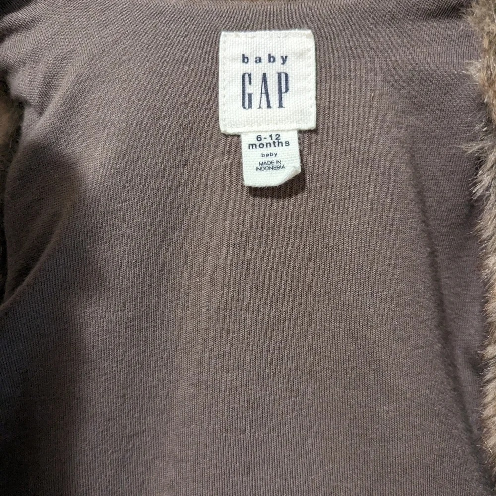Gap Baby 6-12 Months Brown Faux Fur Vest Layering Winter